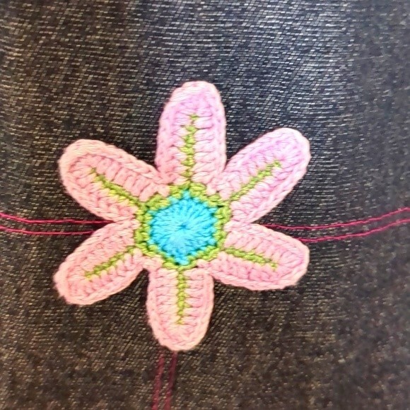 MARIO & GENA FLOWER PANTS EMBROIDERED RICK RACK TRIM CROP BELL BOTTOMS Vintage - Picture 10 of 10